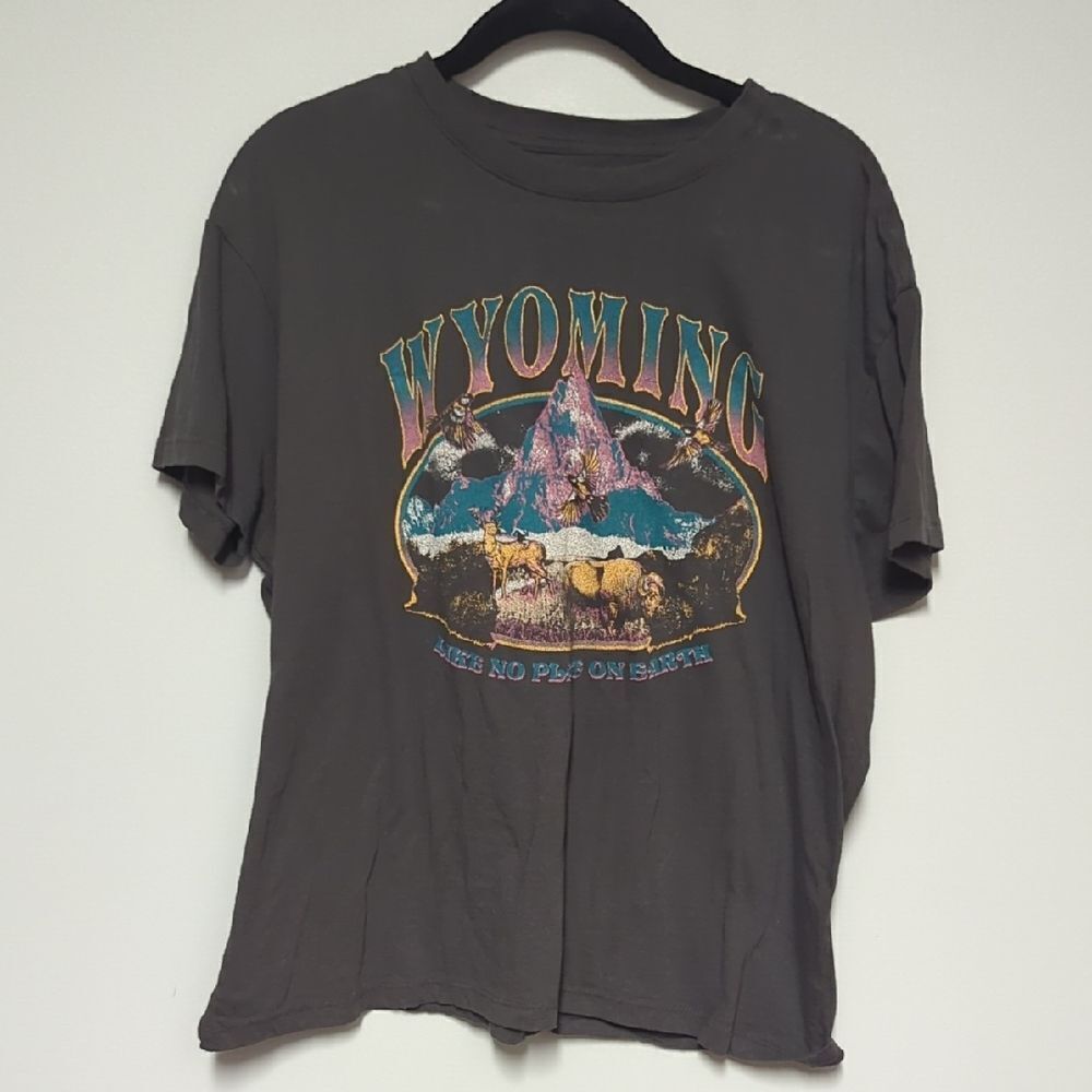 Mighty Fine Gray Wyoming Graphic Tee